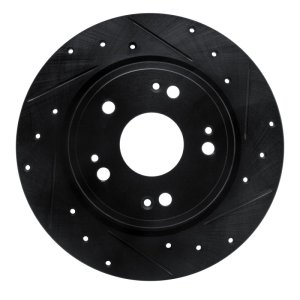 Honda CR-Z Brake Rotor (1) - Rear Right - R1 Concepts - Drilled & Slotted - Black - 2016